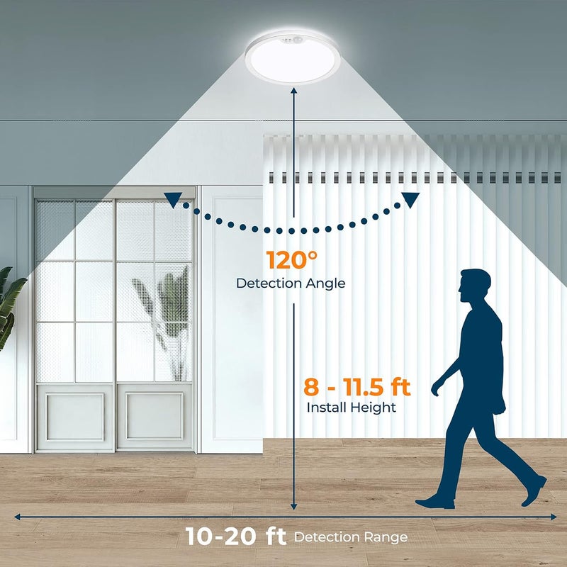 BLNAN Motion Sensor Ceiling Light Wired, 12 Inch 3000K 4000K 5000K Selectable LED Flush Mount Light Fixture, Motion Activated Light with Timer for Hallway Stair Walk-in Closet, Non-Dimmable - Image 5